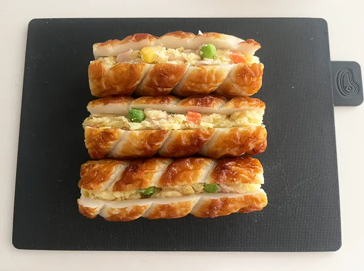 ポテトサラダを詰めたちくわの写真（撮影：grapeフード編集部）