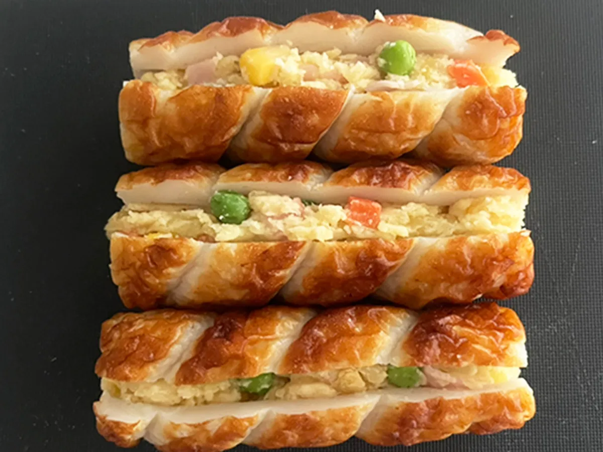 ポテトサラダを詰めたちくわの写真（撮影：grapeフード編集部）