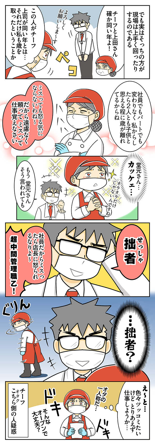 スーパーマーケットの店員の漫画