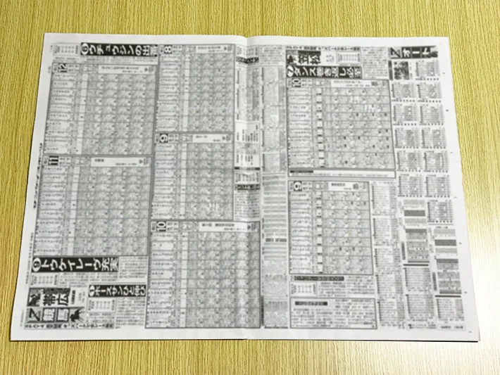 新聞紙を折り目に沿って半分に畳んだ画像（撮影：grapeライフハック編集部）