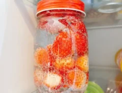 イチゴを炭酸水に漬ける写真（撮影：キジカク）