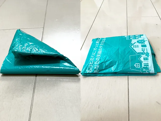 レジ袋の厚みを比較した場面（撮影：grapeライフハック編集部）