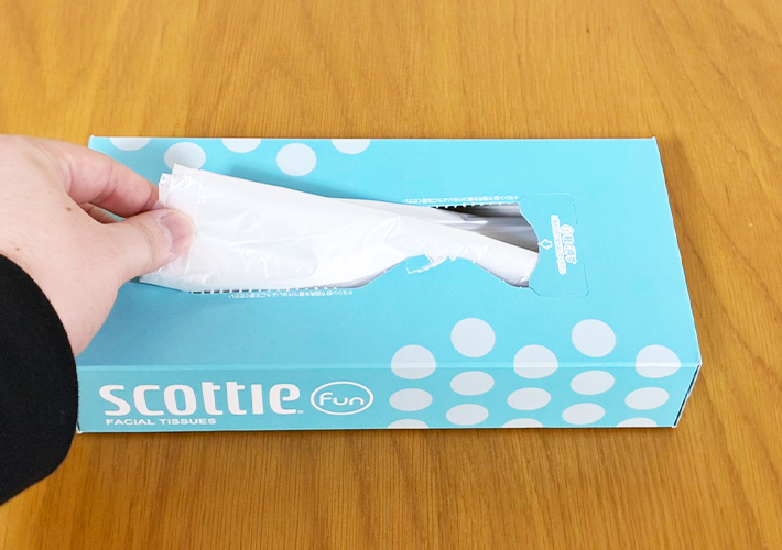 ティッシュの空箱の活用写真（撮影：grapeライフハック編集部）