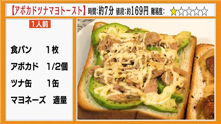 天野めしgrapeコラボ『アボカドツナマヨトースト』の材料