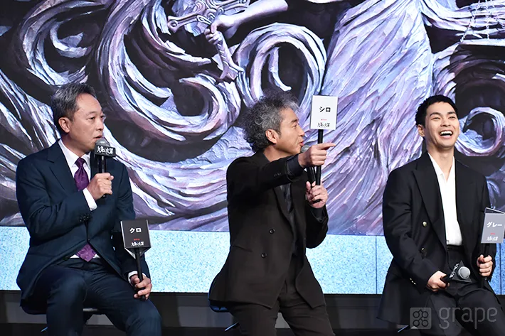『九条の大罪』配信直前イベントに登壇した音尾琢真さん、ムロツヨシさん、柳楽優弥さん（撮影：grape芸能編集部）