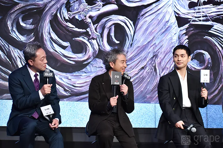 『九条の大罪』配信直前イベントに登壇した音尾琢真さん、ムロツヨシさん、柳楽優弥さん（撮影：grape芸能編集部）