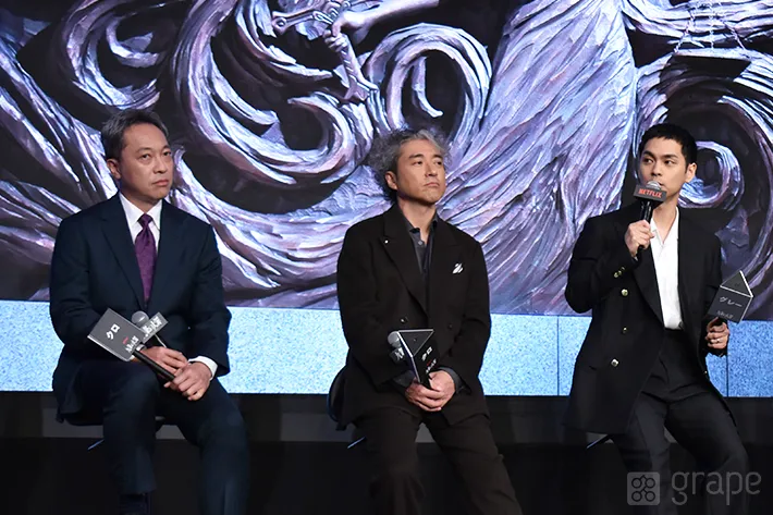 『九条の大罪』配信直前イベントに登壇した柳楽優弥さん、ムロツヨシさん、音尾琢真さん（撮影：grape芸能編集部）