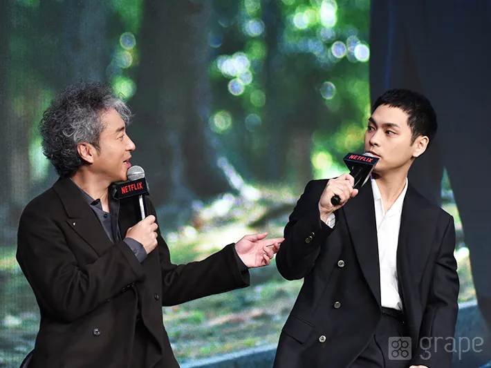 『九条の大罪』配信直前イベントに登壇した柳楽優弥さん、ムロツヨシさん（撮影：grape芸能編集部）
