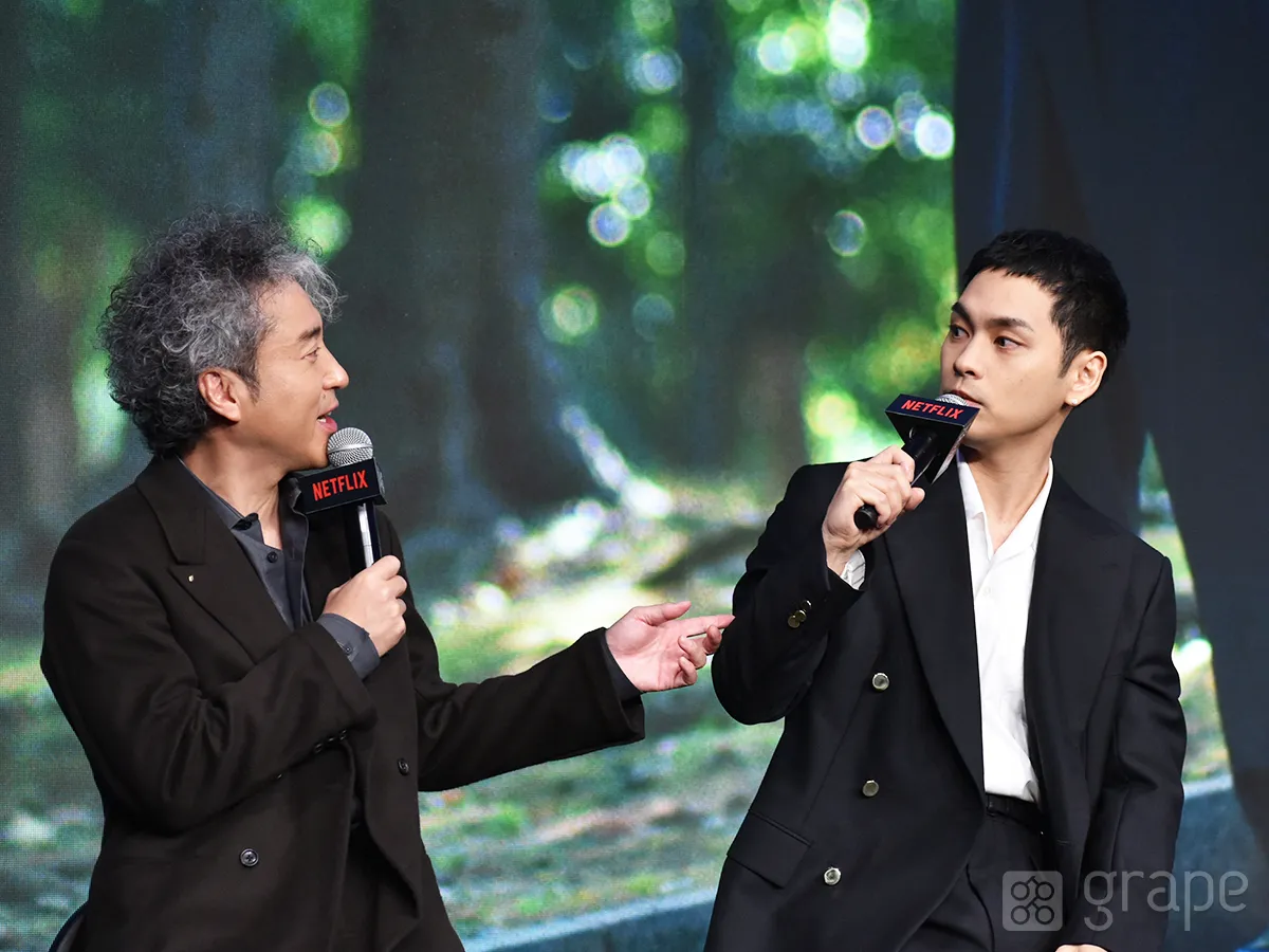 『九条の大罪』配信直前イベントに登壇した柳楽優弥さん、ムロツヨシさん（撮影：grape芸能編集部）