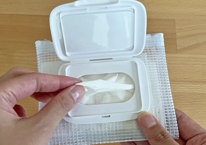 手作りティッシュケースの完成写真（撮影：grapeライフハック編集部）