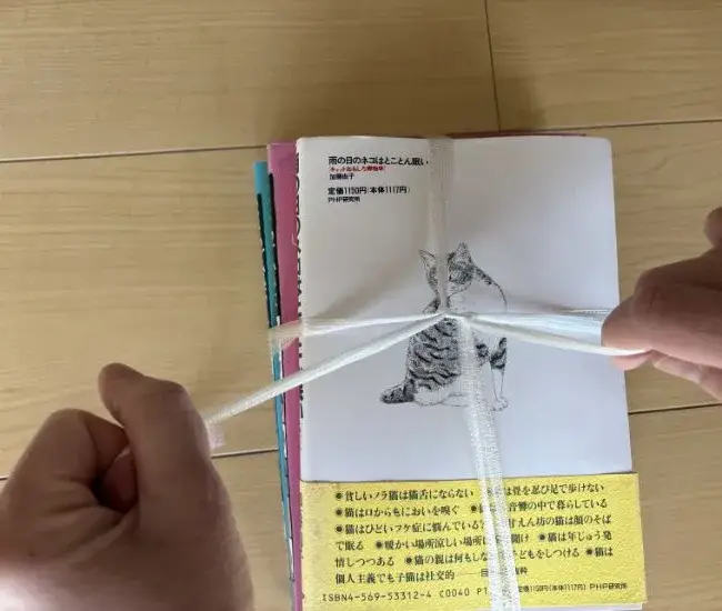 ひもを結んだ様子（撮影：grapeライフハック編集部）