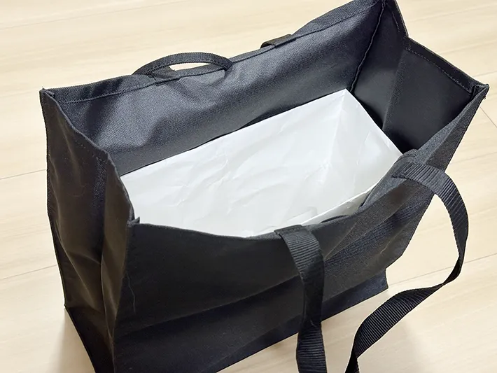 紙袋で作ったバッグインバッグをトートバッグの中に入れた画像（撮影：grapeライフハック編集部）
