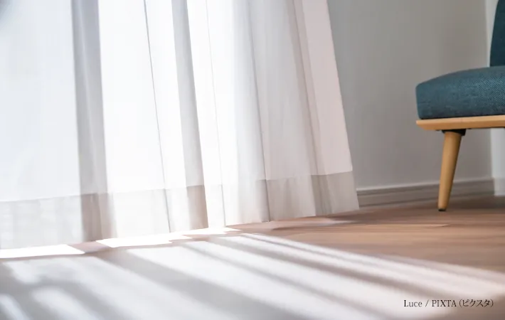 『風 カーテン 住宅』の写真