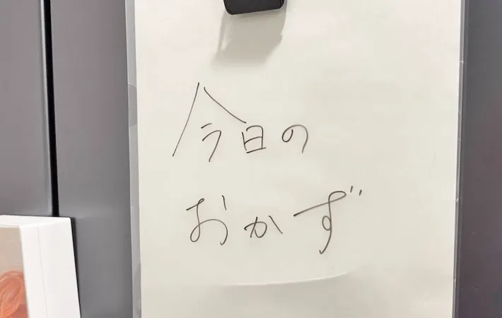 『冷蔵庫に貼り付けたクリアファイル』の写真（撮影：キジカク）