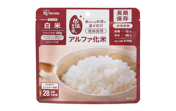 『非常食 アルファ化米 5年保存 100g』の写真