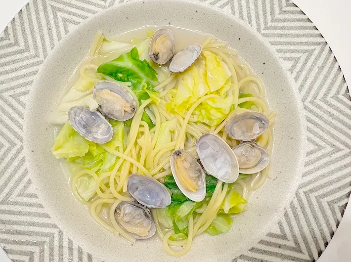 器に盛りつけたスープパスタの画像（撮影：エニママ）