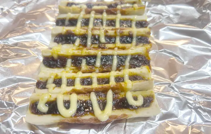 アルミホイルに乗せて焼いた後の画像（撮影：エニママ）