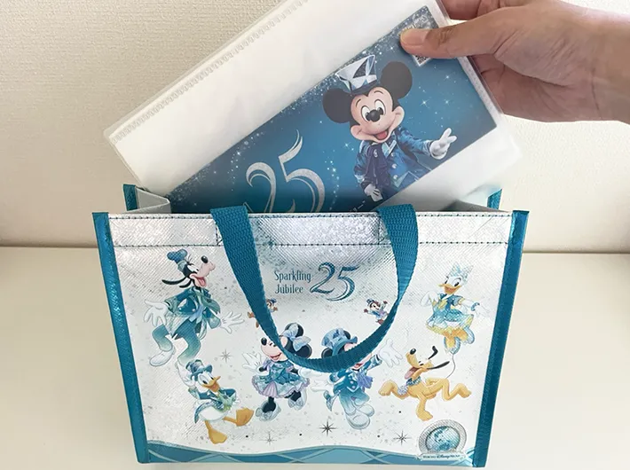 バッグ型パッケージにファイルを収納する写真（撮影：grapeフード編集部）