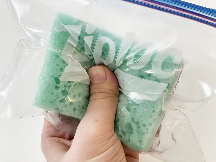 冷凍スポンジを2時間後に触った写真