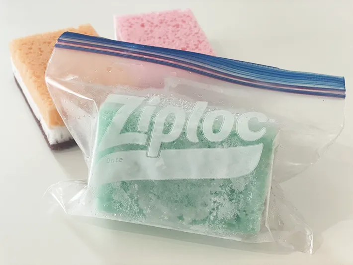 冷凍スポンジとスポンジを並べた写真