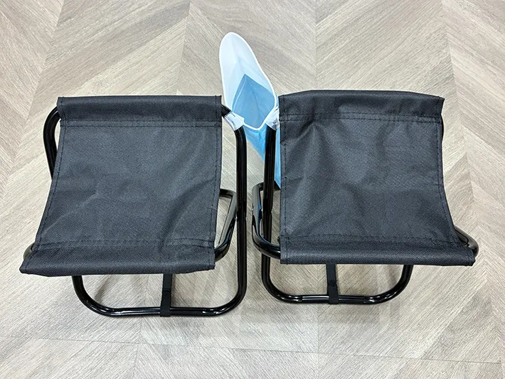 折り畳みイスなどを生かした簡易洋式トイレ（撮影：grapeライフハック編集部）