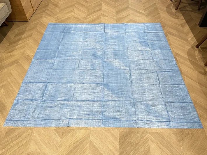 広げたレジャーシートの写真（撮影：grapeライフハック編集部）