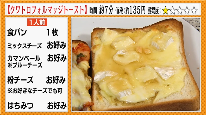 『クワトロフォルマッジトースト』のレシピ