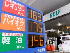 『ガソリンスタンドの価格表示』の写真