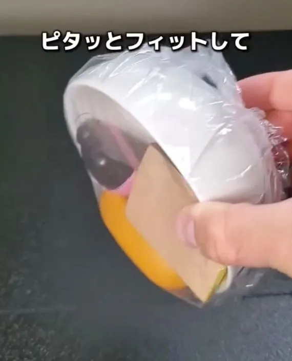 さまざまな形の食器にかぶせている様子