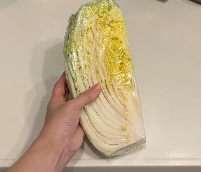 ラップに包まれたカット白菜（撮影：grapeフード編集部）