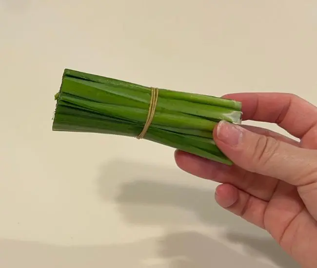 カットしたニラ（撮影：grapeフード編集部）