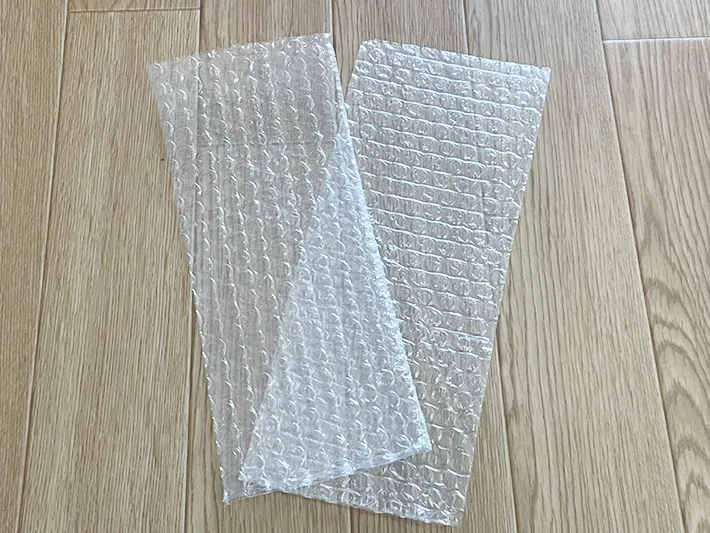 カットした気泡緩衝材の写真（撮影：grapeライフハック編集部）