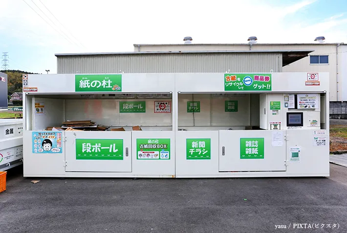 古紙回収ボックスの外観
