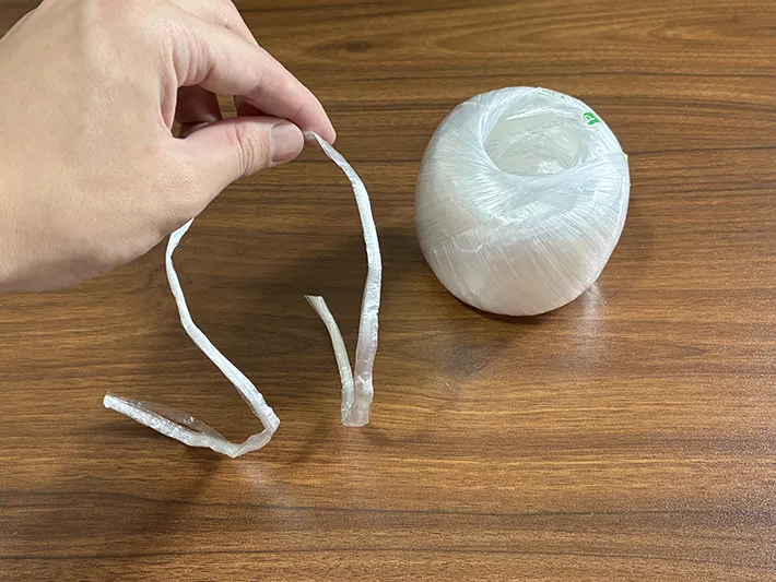 ハサミでカットした約30cmのビニール紐（撮影：grapeライフハック編集部）