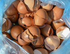 袋に入った大量の卵の殻