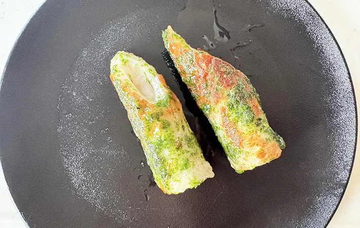 ちくわの磯辺焼きができあがった画像（撮影：エニママ）