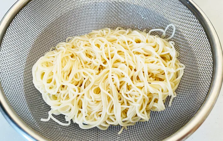 ゆで上がったそうめんの画像（撮影：エニママ）