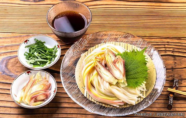 薬味とそうめんの写真