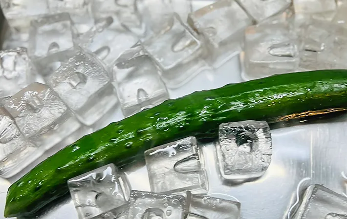 キュウリと氷の写真