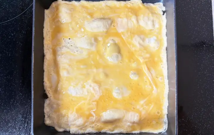 卵液を流し入れた画像（撮影：エニママ）