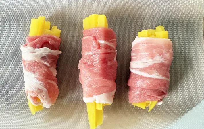 肉巻きを3個作った画像（撮影：エニママ）