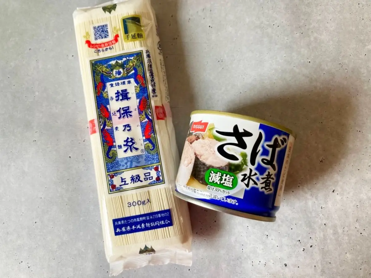 そうめんとサバ缶の写真(撮影:エニママ)
