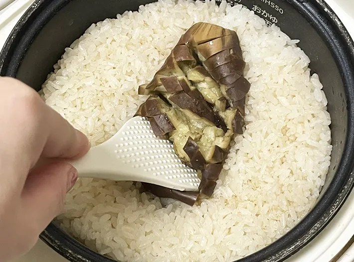 ナスの炊き込みご飯の写真（撮影：grapeフード編集部）