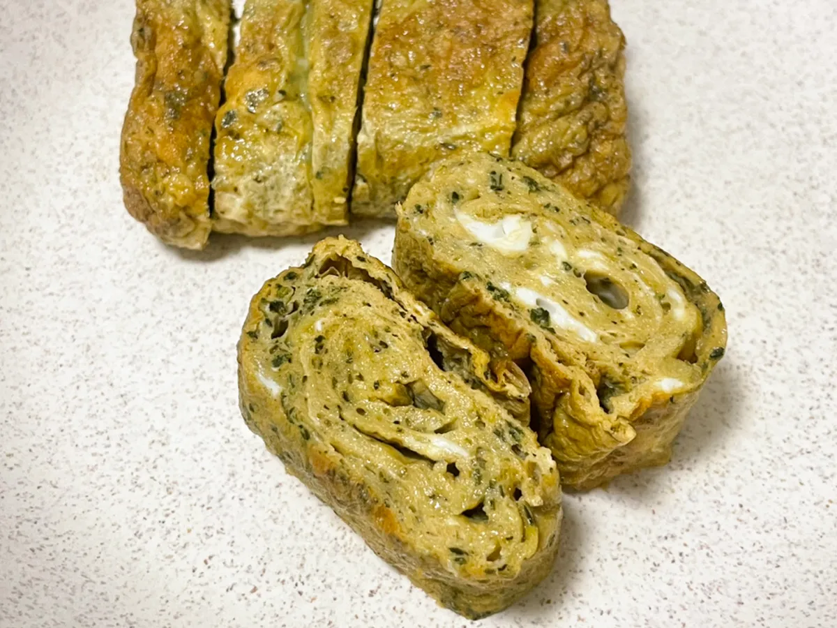 緑茶入りの玉子焼きの写真（撮影：grapeフード編集部）