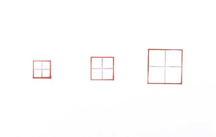 『文字練習用 マス目スタンプ』の印影の画像（撮影：エニママ）