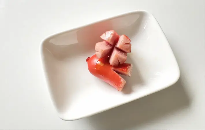 クローバー型ウインナーの完成画像（撮影：エニママ）