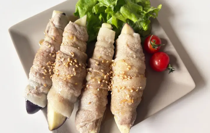 なすの肉巻きの完成画像（撮影：エニママ）