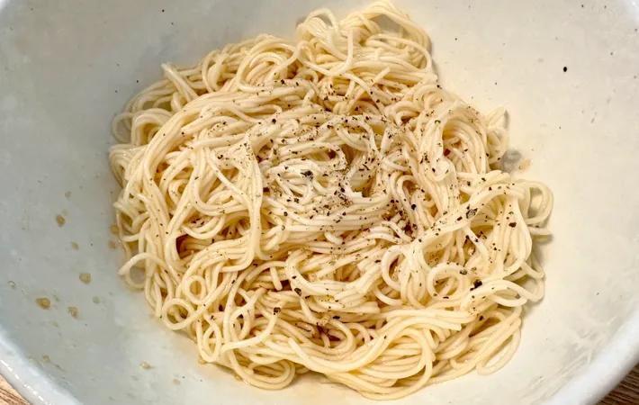 完成した『オイスターソースそうめん』の画像（撮影：エニママ）