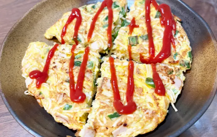 そうめんオムレツの完成画像（撮影：エニママ）