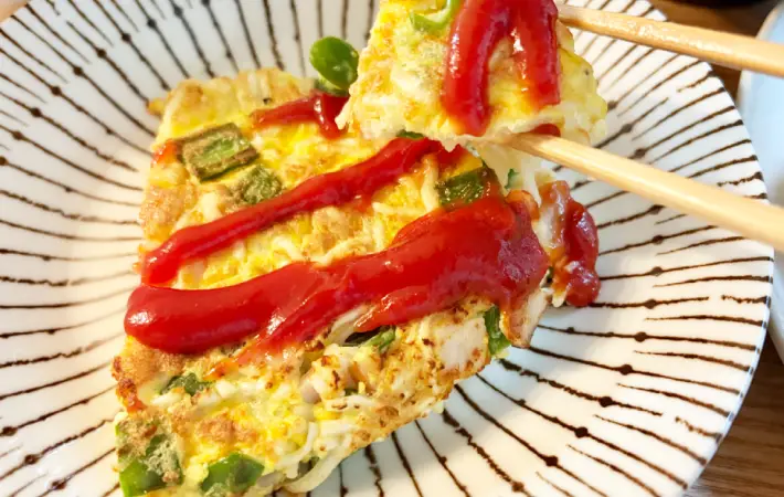 そうめんオムレツ一切れの画像（撮影：エニママ）